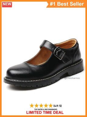Mary Jane Platform Flats Adjustable Buckle Leather Comfort Shoes